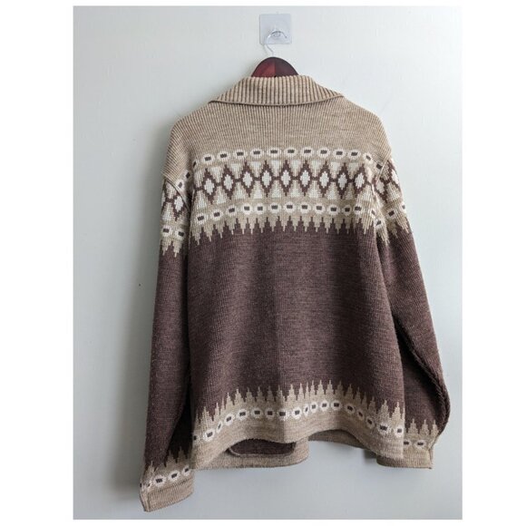 Vintage White Ram Wool Acrylic Jacket Zip Nordic Sweater - Picture 3 of 8